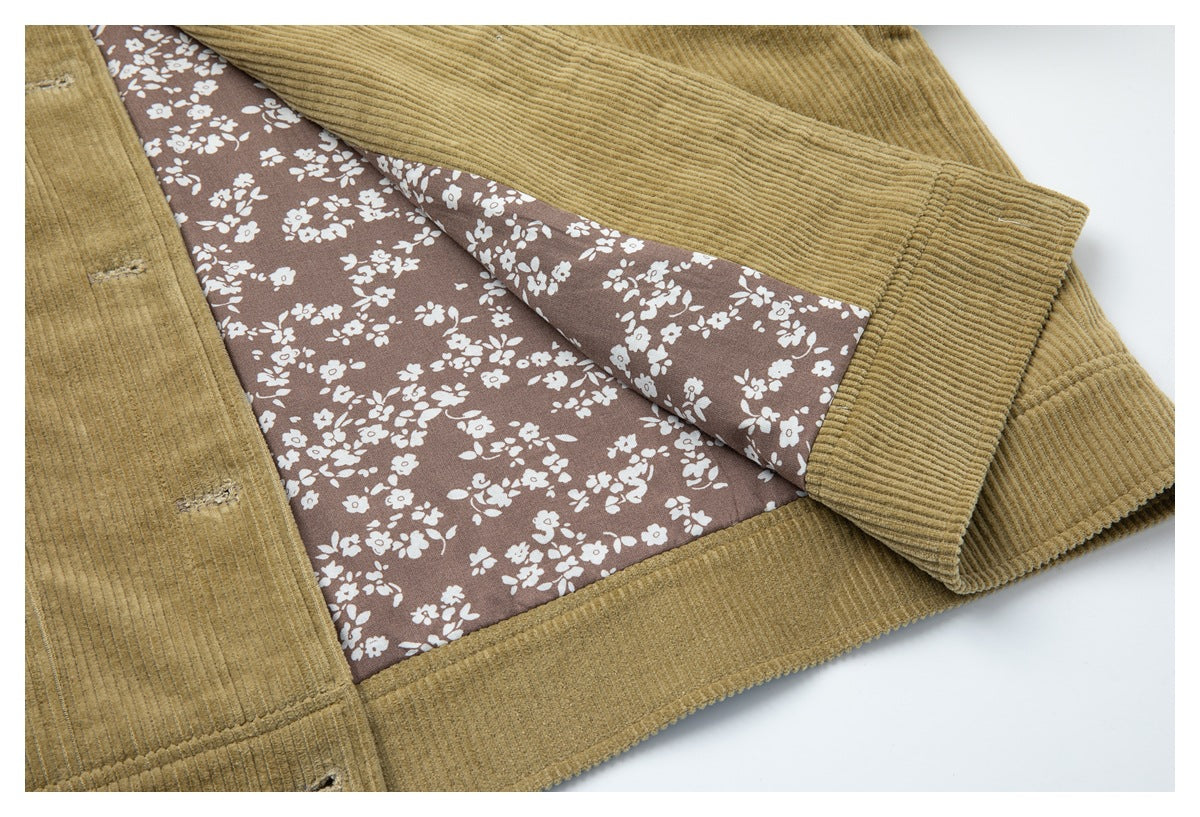 DAXUEN olive green cropped corduroy jacket
