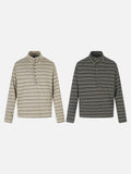 DAXUEN olive green striped mock neck long sleeve top