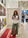 DAXUEN olive green wide-leg cargo pants — model photo