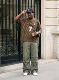 DAXUEN olive green wide-leg cargo pants — model photo