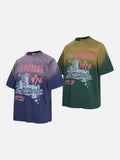 DAXUEN Ombre graphic t-shirt with castle print