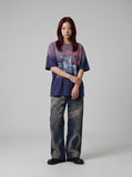 DAXUEN Ombre graphic t-shirt with castle print — model photo