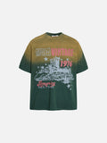 DAXUEN Ombre graphic t-shirt with castle print