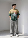 DAXUEN Ombre graphic t-shirt with castle print — model photo