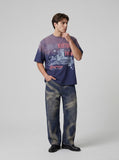 DAXUEN Ombre graphic t-shirt with castle print — model photo