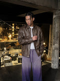 DAXUEN purple ombre wide-leg sweatpants — model photo