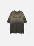 DAXUEN Ombre distressed crew neck graphic t-shirt