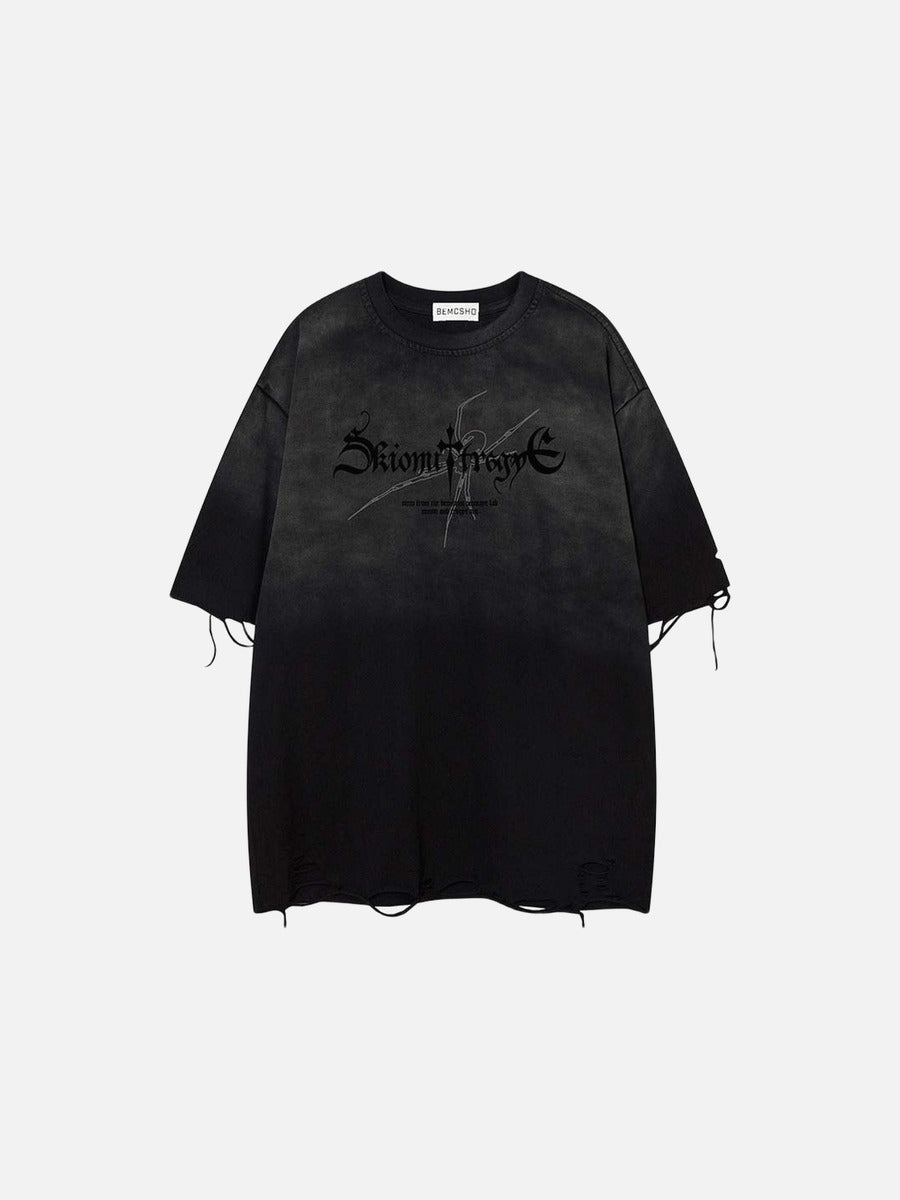 DAXUEN Ombre distressed crew neck graphic t-shirt