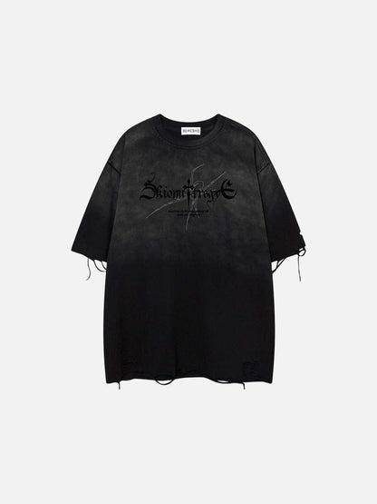 DAXUEN Ombre distressed crew neck graphic t-shirt