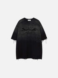 DAXUEN Ombre distressed crew neck graphic t-shirt