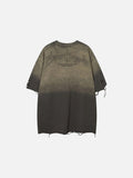 DAXUEN Ombre distressed crew neck graphic t-shirt