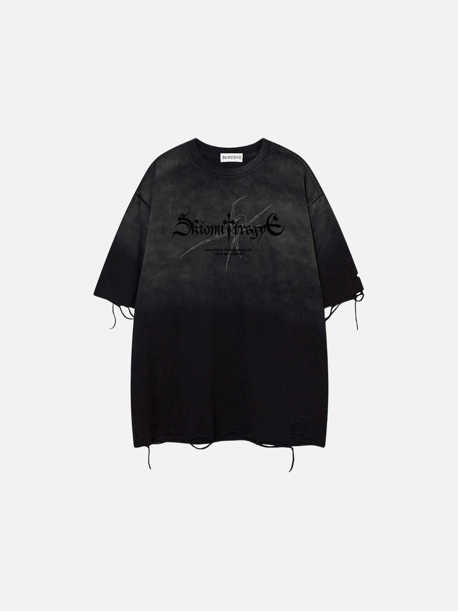 DAXUEN Ombre distressed crew neck graphic t-shirt