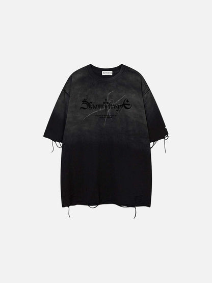 DAXUEN Ombre distressed crew neck graphic t-shirt