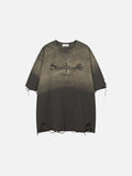 DAXUEN Ombre distressed crew neck graphic t-shirt