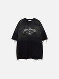 DAXUEN Ombre distressed short-sleeve t-shirt with embroidery