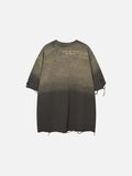 DAXUEN Ombre distressed short-sleeve t-shirt with embroidery
