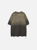 DAXUEN Ombre distressed short-sleeve t-shirt with embroidery