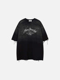 DAXUEN Ombre distressed short-sleeve t-shirt with embroidery
