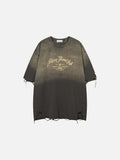DAXUEN Ombre distressed short-sleeve t-shirt with embroidery
