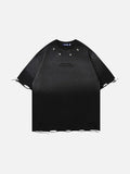 DAXUEN ombre distressed short-sleeve T-shirt with script embroidery