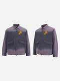 DAXUEN ombre grey horseback graphic jacket