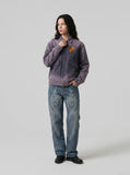 DAXUEN ombre grey horseback graphic jacket — model photo