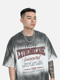 DAXUEN grey ombre tie-dye vintage graphic t-shirt