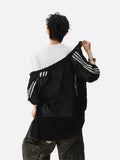 DAXUEN black open-knit mesh top with bold graphics