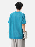 DAXUEN black open-knit mesh top with bold graphics