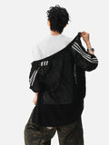 DAXUEN black open-knit mesh top with bold graphics