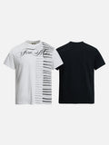 DAXUEN Ornate script and piano key graphic T-shirt