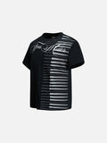 DAXUEN Ornate script and piano key graphic T-shirt