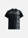 DAXUEN Ornate script and piano key graphic T-shirt