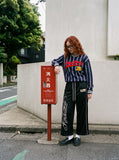 Ornate Script Black Wide-Leg Athletic Pants