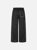 Ornate Script Black Wide-Leg Athletic Pants
