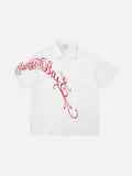 DAXUEN Ornate script embroidered polo shirt