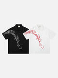 DAXUEN Ornate script embroidered polo shirt