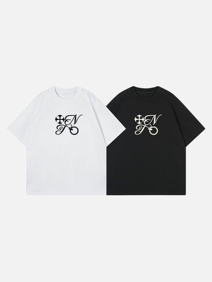 DAXUEN Ornate script graphic short-sleeved T-shirt