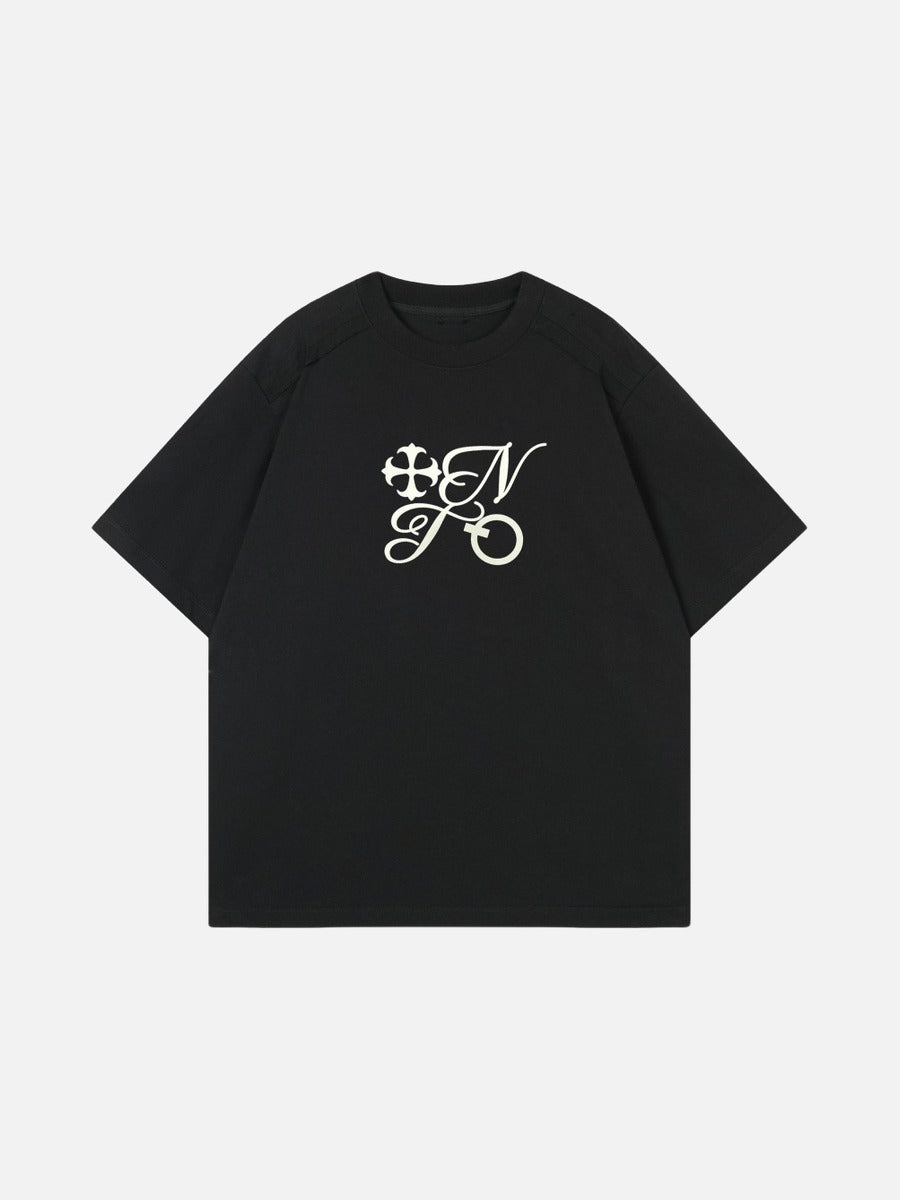 DAXUEN Ornate script graphic short-sleeved T-shirt