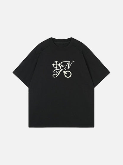 DAXUEN Ornate script graphic short-sleeved T-shirt