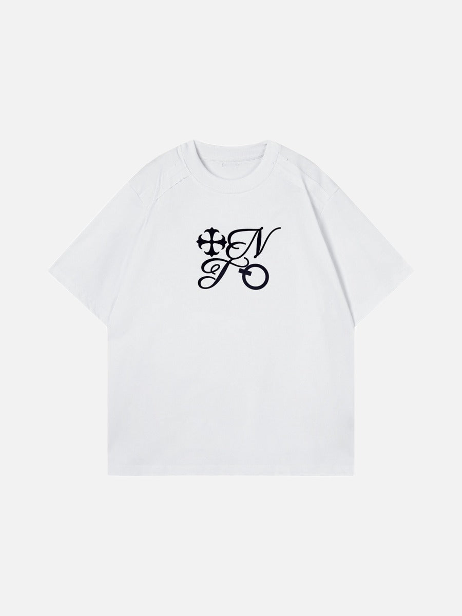DAXUEN Ornate script graphic short-sleeved T-shirt