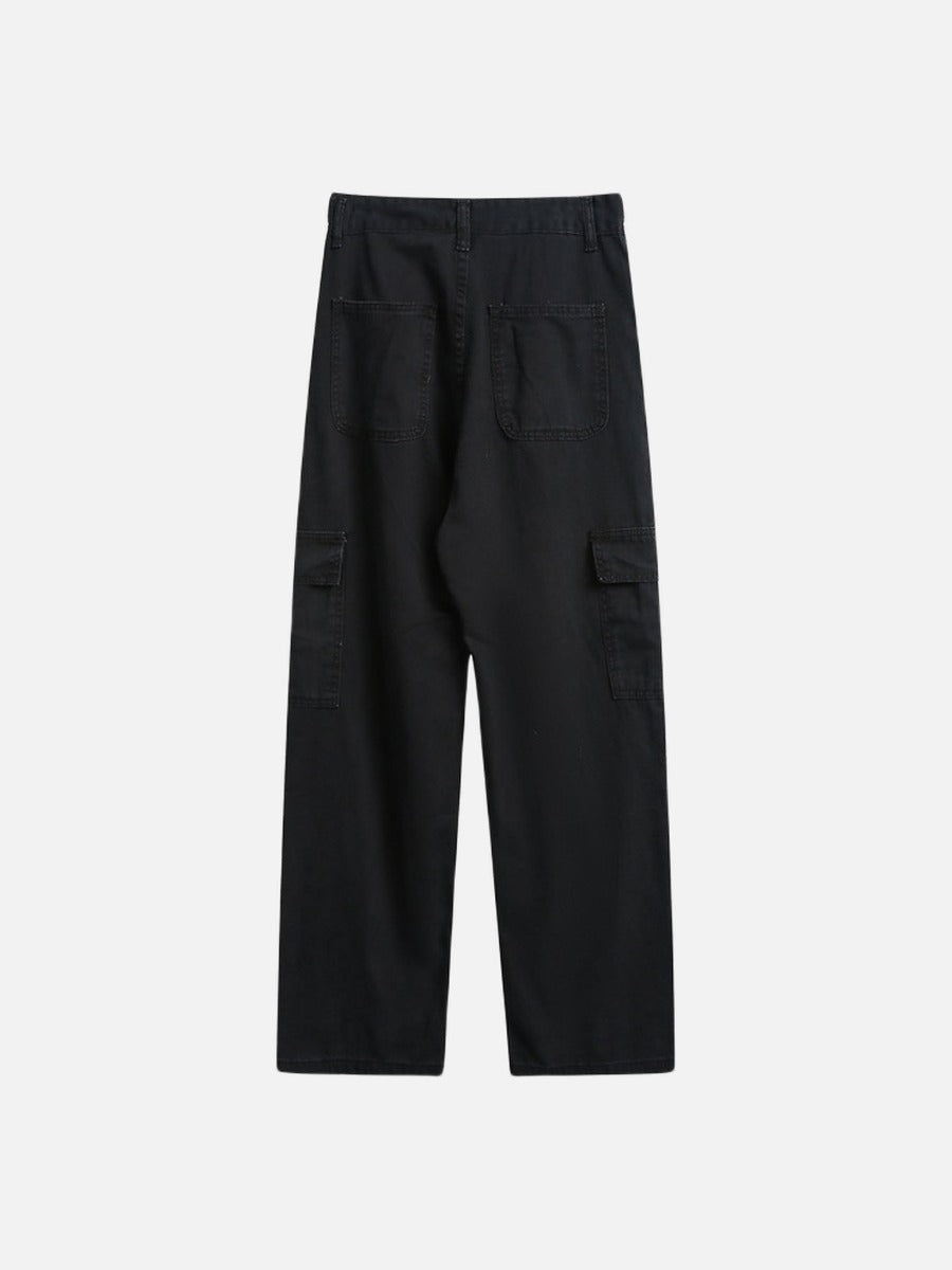 Wide-Leg Cargo Pants with Angled Stitching