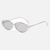 Oval Minimalist Metal Sunglasses with Accents