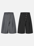 DAXUEN dark grey wide-leg overlapping panel culottes