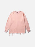 Distressed Raw-Hem Long-Sleeve Top