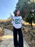 DAXUEN Oversized jersey t-shirt with graphic details — model photo