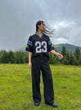 DAXUEN Oversized jersey t-shirt with graphic details — model photo