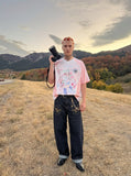 DAXUEN Oversized anime graphic t-shirt with pastel sleeves — model photo