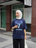 DAXUEN DAXUEN Oversized Athletic T-Shirt with Mesh Panels — model photo