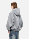 DAXUEN heather grey oversized balloon-sleeve hooded jacket